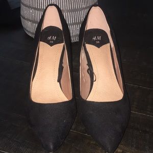 Black suede heels